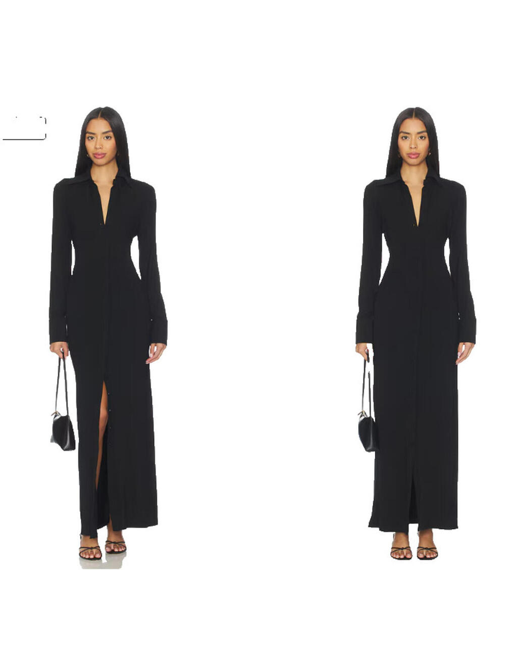 The Line by K Bexley Dress Black Long Sleeve Button Down Maxi Dress S NWT $245